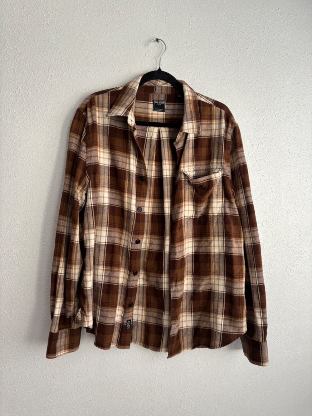Todd Snyder Peached Cotton Lodge Flannel Shirt in Brown Plaid - Size M